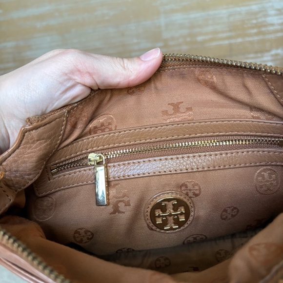 Tory Burch Meyer Leather Crossbody Bag Brown Preppy Classic Casual Gold Hardware - Picture 5 of 12